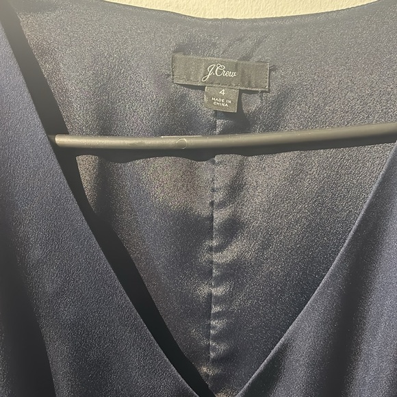 J.Crew Navy Satin Button-Front A-Line Midi Dress - Picture 7 of 10